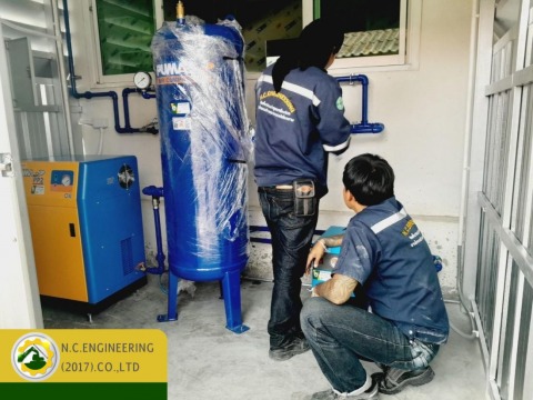 วางระบบติดตั้งปั๊มลมสกรู ระบบท่อโรงงาน